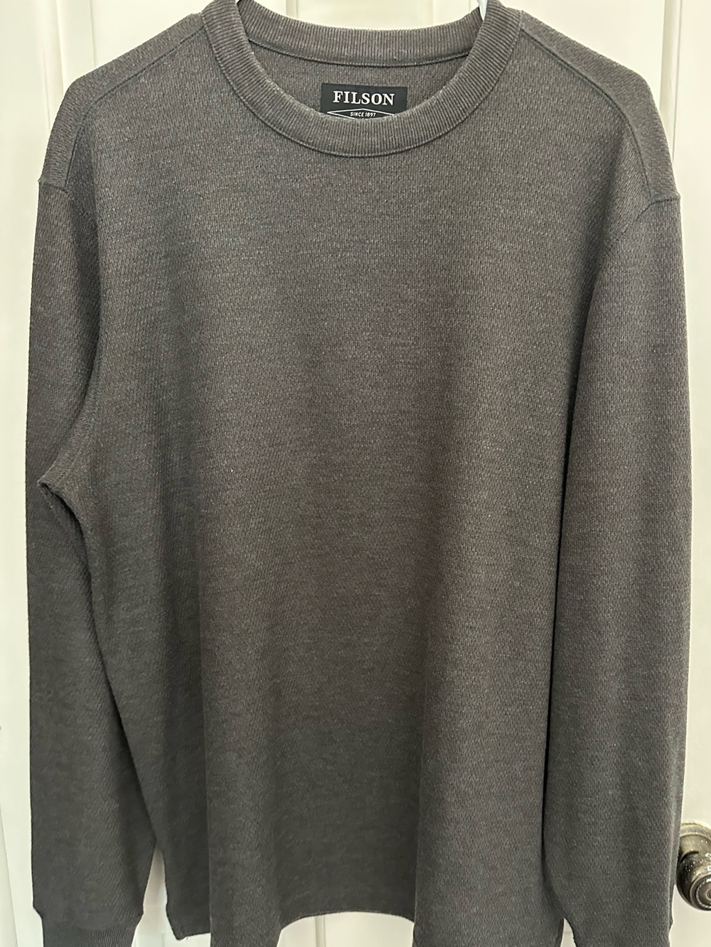 Filson Gray Thermal Crewneck Long-Sleeve Sweater